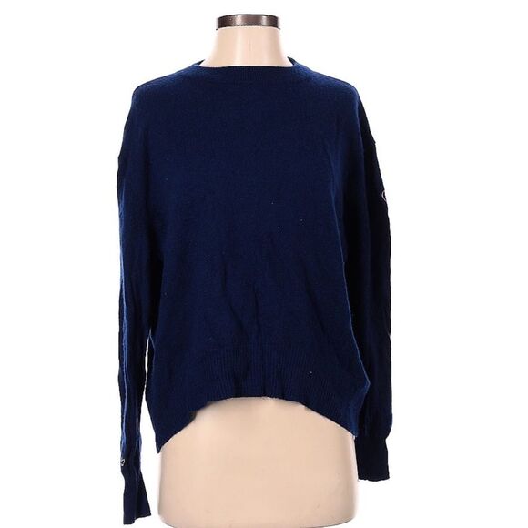 Cartolina Nantucket 100% Cashmere Navy Heart Embroidered Caden Soft Sweater XS - Picture 3 of 11